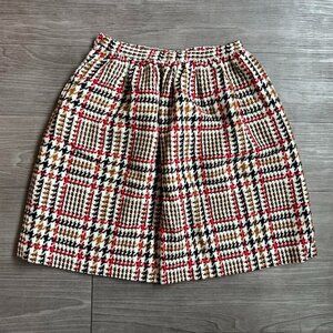 Vintage 70s Micro Houndstooth Plaid Multicolored Autumnal Mini Skirt Size XS
